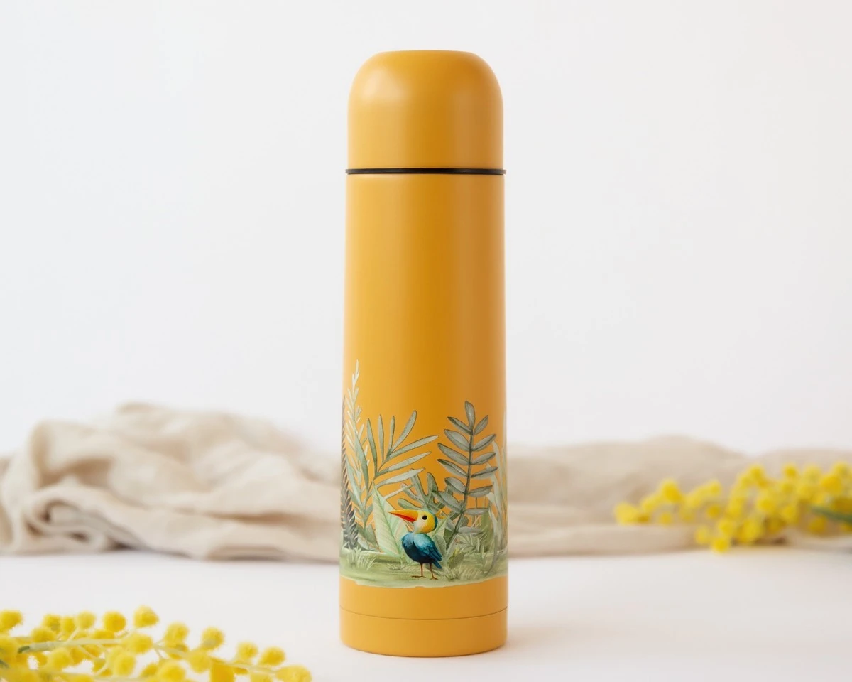 Termo para Líquidos 500 ml.  Mostaza Kiokids